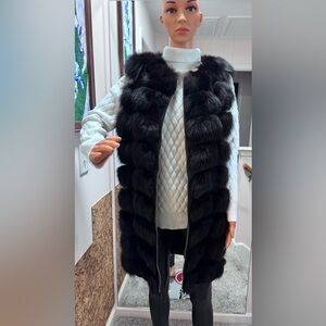 Genuine Mink Fur Vest Dark Chocolate Luxury Real Fur Size S